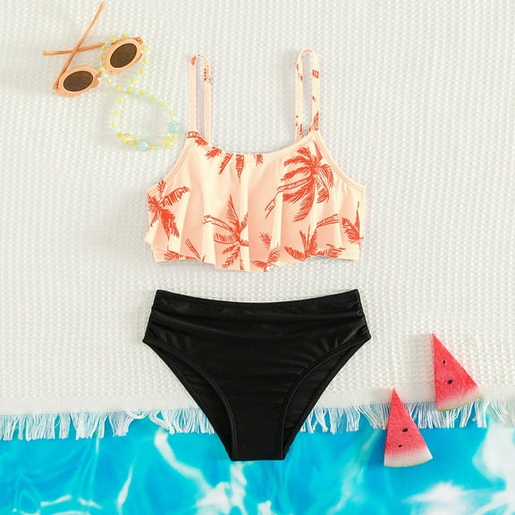 Swimsuit For Girls Cute Kids Girls Bikini Swimsuits 2 Piece Bikini Sets Sport Bathing Suits Yellow 15/(14-15 Years)