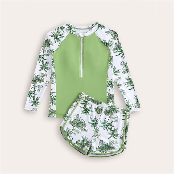 Swimsuit For Girls Cute New Hot Spring Children'S Separate Swimsuit Cute Yoga Swimsuit For The Beach Green 16Y/(15-16 Years)