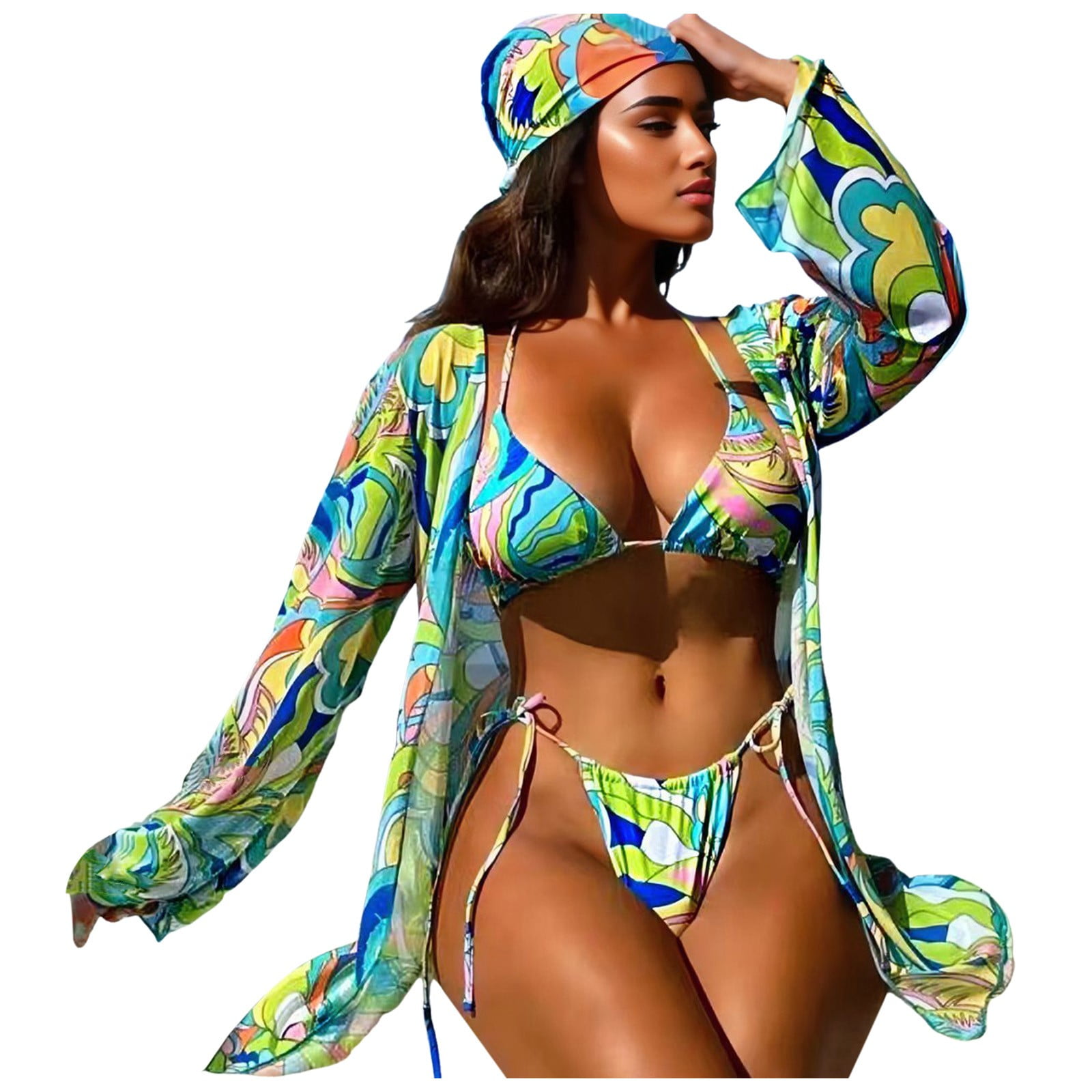 Swimsuit For Women 2024 Plus Swimwear Sexy Long Sleeved Cardigan With