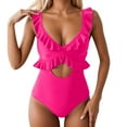 thumbnail image 1 of Swimsuit For Women Ruffle Bathing Suit V Neck Ruched Swim Suit Cutout Swimwear, 1 of 2