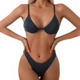 thumbnail image 1 of Swimsuit For Women Underwire Triangle Bikini Spaghetti Strap Push Up Two Piece Bathing Suit For Women Dark Gray L, 1 of 9