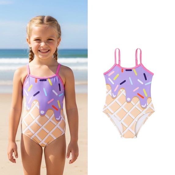Swimsuit Girls 1 Piece Swimsuits Cute Print Swimsuit Girl Summer Swimsuit 6-7 Years Bathing Suit Girls