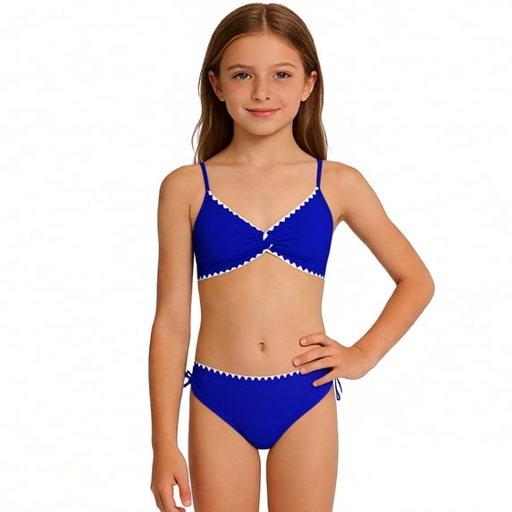 Swimsuit Girls Two Piece Bikini Sets Quick Dry Swimwear Summer Kids Bathing Suits 11-12 Years