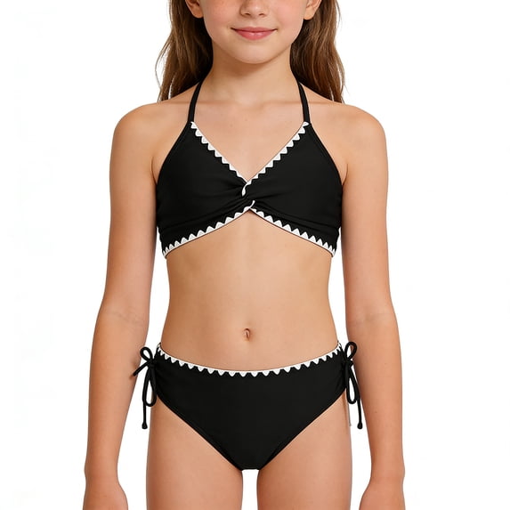 Swimsuit Girls Two Piece Bikini Sets Quick Dry Swimwear Summer Matching Bathing Suits 13-14 Years