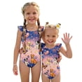 thumbnail image 1 of Swimsuit for Kids Girls Size 6-7 One Piece Swimsuit Summer 1776 American Flag Butterfly Bikini Sets Swim Flutter Sleeve Beach Vacation Happy Festival Bathing Suits Light pink 9-10 Years, 1 of 7