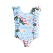 Swimsuit Sets Summer Toddler Girls Ruffles Floral Prints One-piece Swimwear Beach Swimsuit Bikini,Girls Swimsuits/Rufflebutts Swimsuit Girls/Swimsuits for Teen Girls(Color:Blue,Size:12-18 Months)