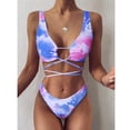 thumbnail image 1 of Swimsuit Sets for Women Tie-dye Printed Bandage Swimwear Bikini Sexy Split Bathing Suit, 1 of 6
