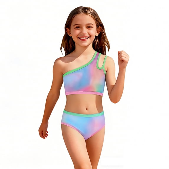 Swimsuit Girl Bathing Suits 2 Piece Quick Dry Swimwear Summer Matching Bathing Suits 15-16 Years