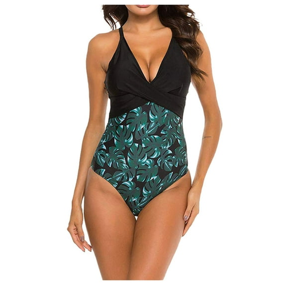 Swimsuit Thong Women Flowers Print Bikini One-piece Swimwear Push-Up Swimsuit Bathing Suit