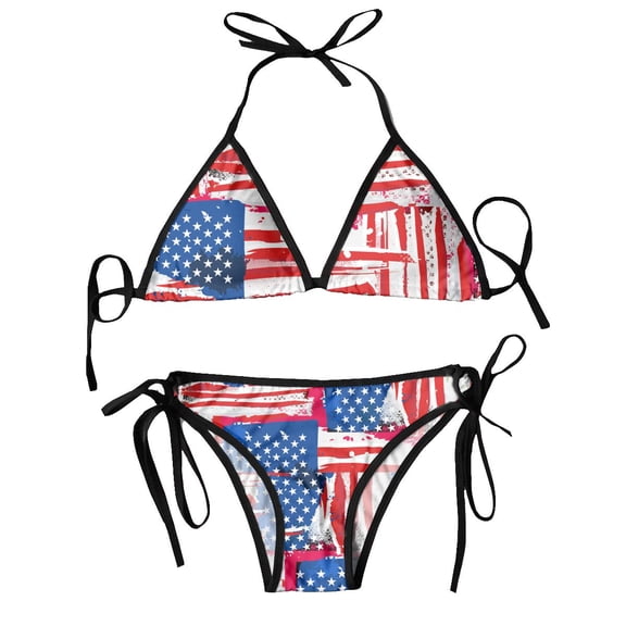 Swimsuit USA Flag Mujer Women Swimwear Summer Beachwear Bathing Bikinis Sets