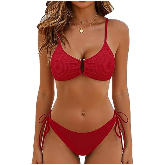 Swimsuit Women 2 Piece Bikini Sets Ribbed U-Wire Bikini Top with Cheeky Cutout Bottom Womens Swimwear Bathing Suits