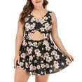 thumbnail image 1 of Swimsuit for Women 2024 Pimelu One-Piece Swimsuit for Women Womens Plus Size Bathing Suit Summer Fashion Floral Print Cut out Swimdress Front Tie Beachwear Swimwear Tankini, 1 of 4