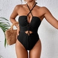 thumbnail image 1 of Swimsuit Women Cross Tie Straps Open Back Bikini Bathing Suit Fashion Sexy Solid Color Swimwear, 1 of 6
