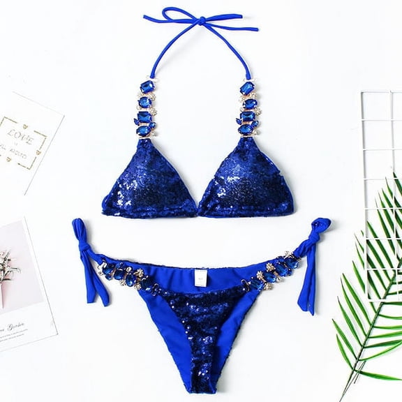 Swimsuit Women Halter Swimwear Diamond Bikini set Push up Bathing Suit