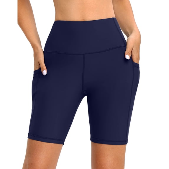 Swimsuit Women High Waisted Bottoms Swim Shorts High Waisted Swim Bottoms Boy Shorts Bottom Wide Elastic Bathing Suit For Women Plus Size Dark Blue L