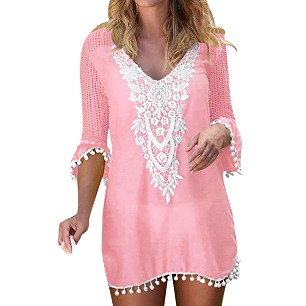 Fvwitlyh Wonderbra Women'S Summer Solid Color Hand Crochet Swimsuit  Euramerican Swimsuit Bikini Top Pink,36 