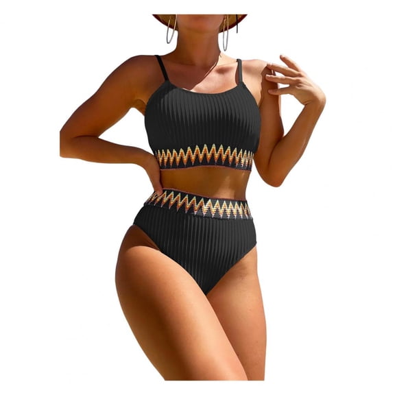 Swimsuit Women Swimsuit Women's 2-piece Swimsuit Set with Spaghetti Straps High Waist Push-up Bikini Quick