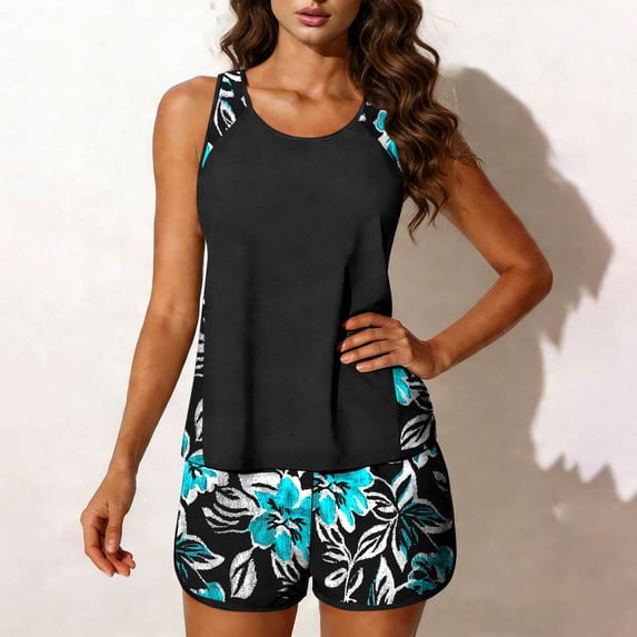 Dqueduo Swimsuit Women Tankini Sets With Shorts Ladies Plus Size Swimwear Two Piece Swimsuits Bathing Suit for Women