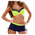 thumbnail image 1 of Swimsuit Women Two Piece Tummy Control Solid Color Bikini Set Push Up Beachwear Tummy Control Padded Swimwears Tankinis Set Plus Size Bathing Suit For Women With Shorts, 1 of 7