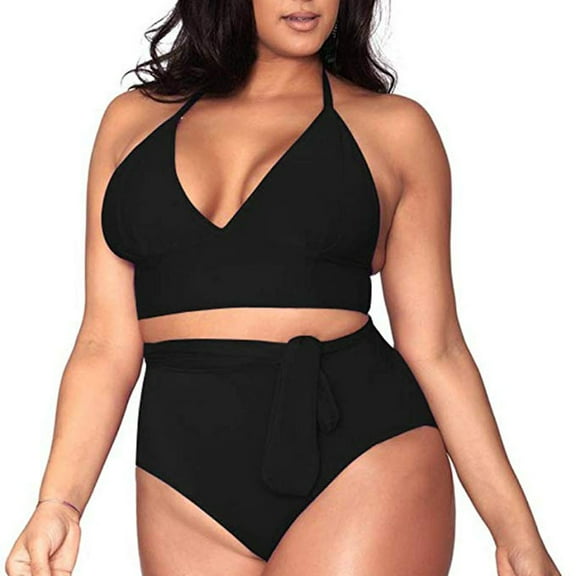 Swimsuit Women Women'S Plus Size High Waisted Tummy Control Swimwear Swimsuit Full Coverage Plus Size Swimsuit For Women Bikini Sets For Women Black