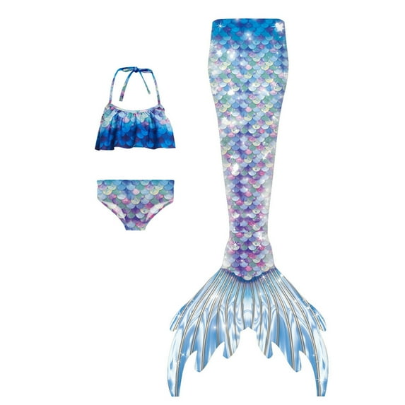 Swimsuit for Girls 3 Piece Kids Child Girls Swimsuit Bathing Suits Bikini Fish Tail Set for Girl Girls'swimwear H 5 Years-6 Years