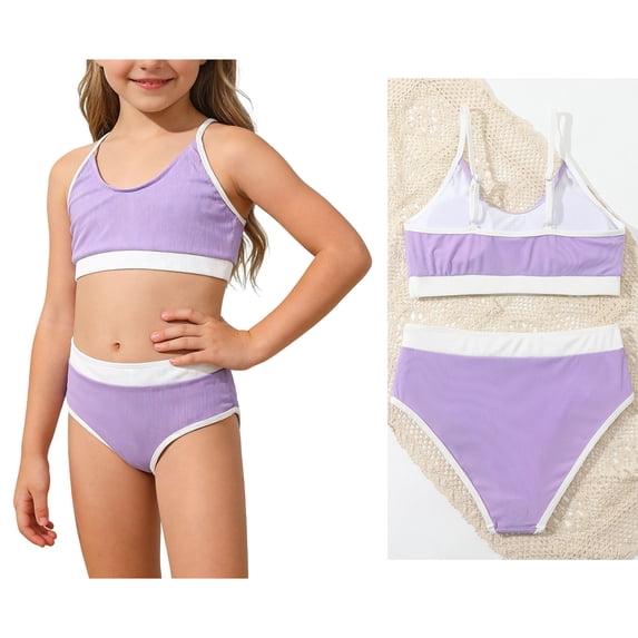 Swimsuit for Girls Adjustable Straps 2 Piece Swim Suits with Chest Pad Bathing Suits for Kids 3-5 Years