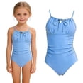 thumbnail image 1 of Swimsuit for Girls Halter 1-Piece Bathing Suits Quick Dry Beach Swimwear Ruched Swimsuits for Girls 9-10 Years, 1 of 5