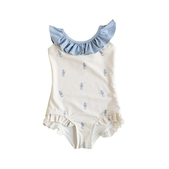 Swimsuit for Girls One Piece Ruffled Sleeveless Bathing Suit Outdoor Summer Beach Play Floral Comfortable Swimwear Size 3-4 Y
