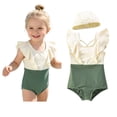 thumbnail image 1 of Swimsuit for Girls Ruffle 1 Piece Swimming Suits Quick Dry Beach Swimwear with Swim Cap Toddler 1 Piece Swimsuit 2-3 Years, 1 of 6