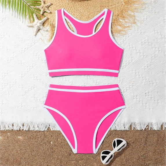 Swimsuit for Girls Size Xl Chic Lace Up Bikini Swimsuit Set with Adjustable Straps 2 Piece Toddler Bathing Suit Girl