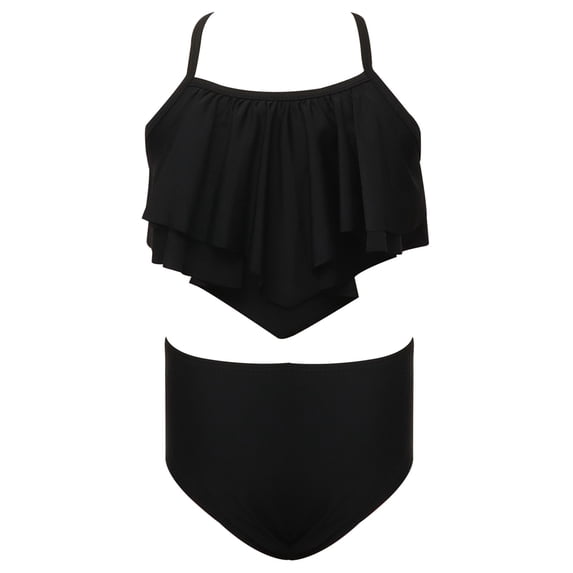 Swimsuit for Girls Trendy Color Block Little Girls' Swimwear Stretchy Rash Guard 2-Piece Bathing Suit Upf 50+ Beach Swimwear Size 7-16t
