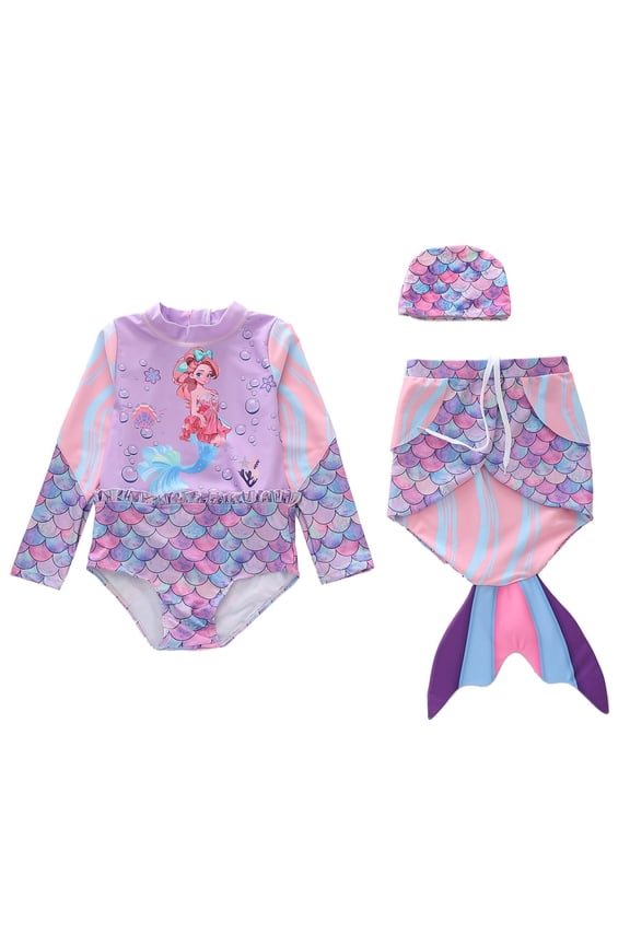 Swimsuit for Girls With Flowing Skirt Detachable Tail Pool Water Play Kids Beachwear