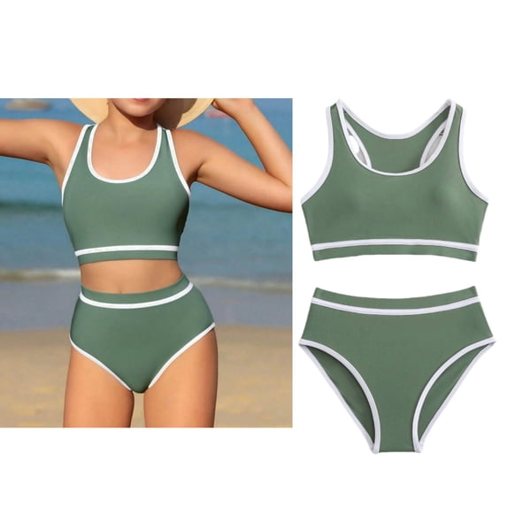Swimsuit for Kids Quick Dry 2 Piece Bathing Suit with Chest Pad Bathing Suits for Girls 6-7 Years