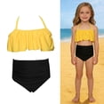 thumbnail image 1 of Swimsuit for Tween Backless Halter Two Piece Swimwear Sets with Chest Pad Girls Bathing Suits Size 11-12 Years, 1 of 6