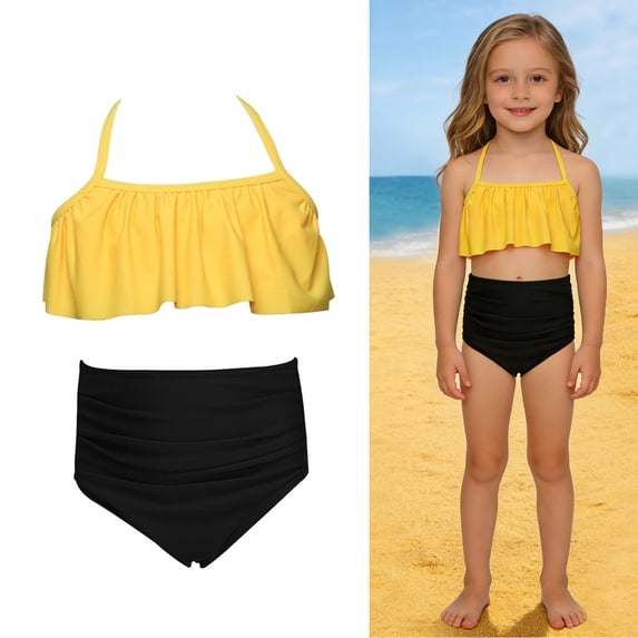 Swimsuit for Tween Backless Halter Two Piece Swimwear Sets with Chest Pad Girls Bathing Suits Size 11-12 Years