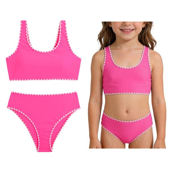 Swimsuit for Tween Girls Quick Dry Two Piece Girls' Swimwear with Chest Pad Girls Swim Suits 11-12 Years