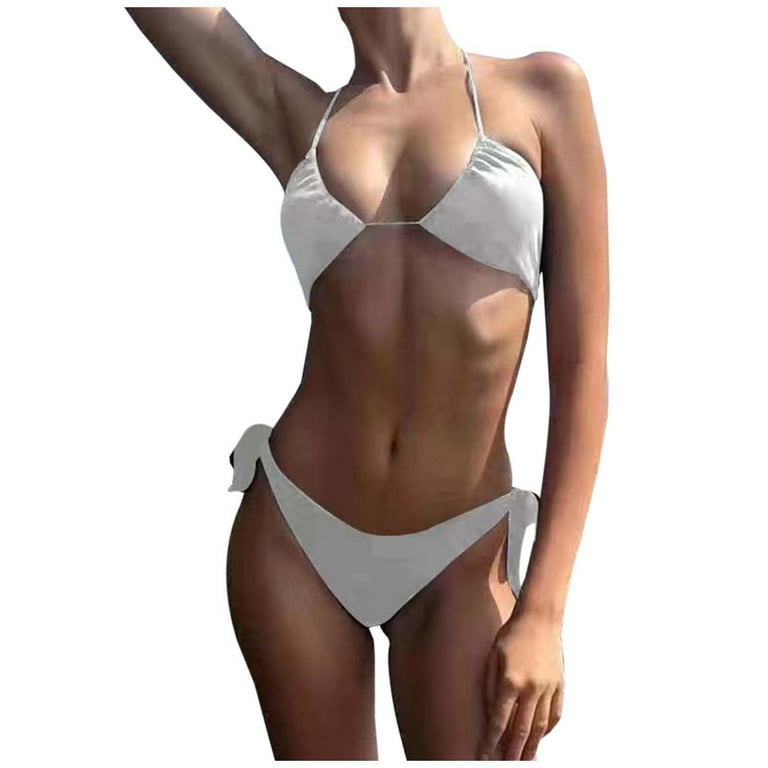 Swimsuit for Women 2024 High Waisted Sunnyday Candy Color Bikini Sheer Yet No Tan Lines Breathable Tie Up Design Swimwear Walmart