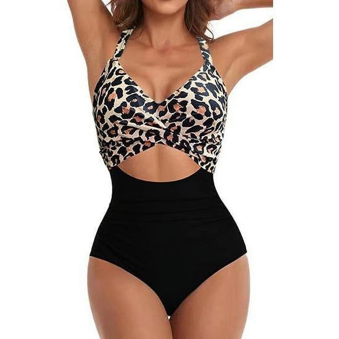 Septangle Vintage One Piece Swimsuit - Tummy Control Shaping Swimdress, Black & Red, Slimming Bathing Suit - View #9