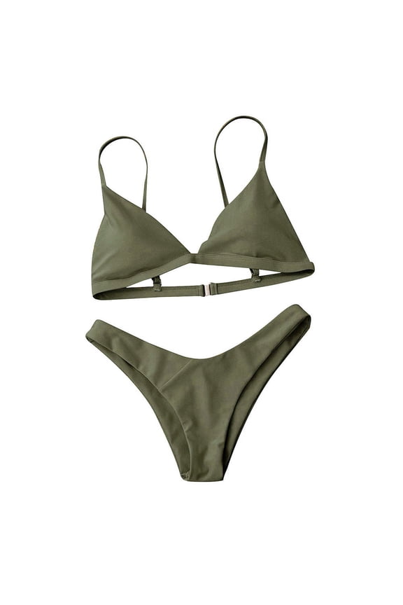 Swimsuit for Women Triangle Brazilian Bikini Cheeky Bathing Suit,Army Green,L