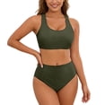 thumbnail image 1 of Swimsuit for Women Two Piece Bathing Suits Two Piece Solid Color Back Tankini Swimsuit Bikini Bathing With Adjustable Ties, 1 of 6