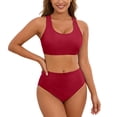 thumbnail image 1 of Swimsuit for Women Two Piece Bathing Suits Two Piece Solid Color Back Tankini Swimsuit Bikini Bathing With Adjustable Ties, 1 of 5