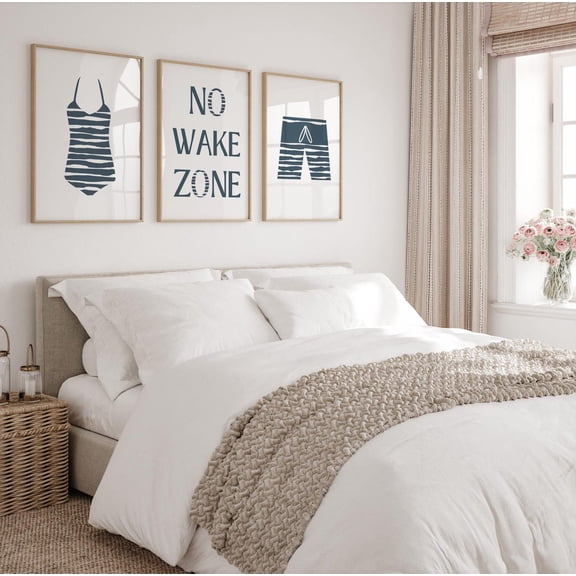 Swimsuit prints Coastal Art Beach House Art Bathing Suit Prints Beach Bathroom Decor No Wake Zone Lake House Art Print, Poster Only