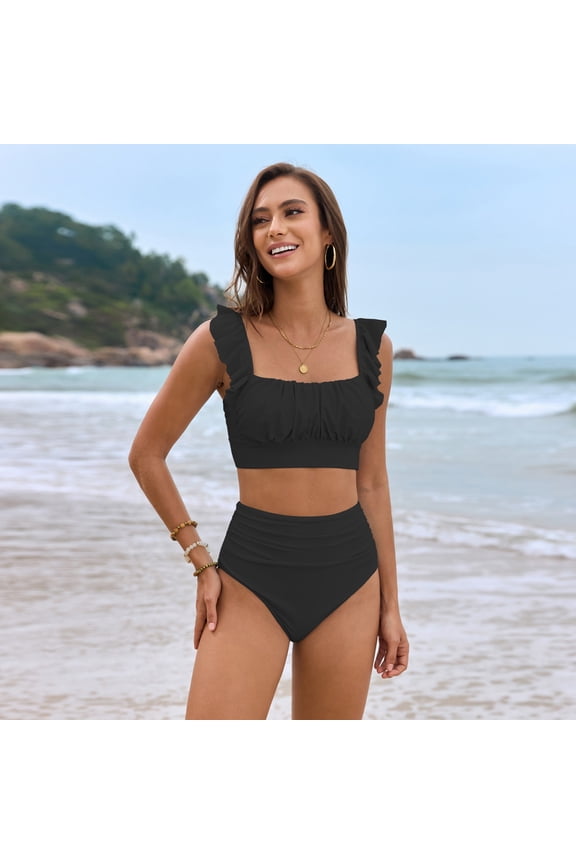 Swimsuit with ruffles, three-piece bikini set, two-piece bikini set