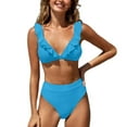 thumbnail image 1 of Swimsuits for Big Busted Women Under 20$ - Sky Blue Ruffle Bikini Hontri Women's Bikini Set with Ruffles And High Waist Sexy Two Piece Swimsuit Swimwear, 1 of 9