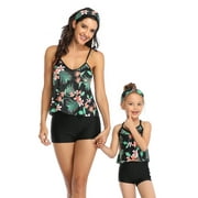 Swimsuits, Family Matching Swimwear Push Up for Mother Daughter Women Kids Sling Bathing Suits Swimming Costumes Floral Beachwear Summer Tummy Control