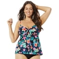 thumbnail image 1 of Swimsuits For All Women's Plus Size Adjustable Relaxed Fit Tie Front Underwire Tankini Top, 1 of 5