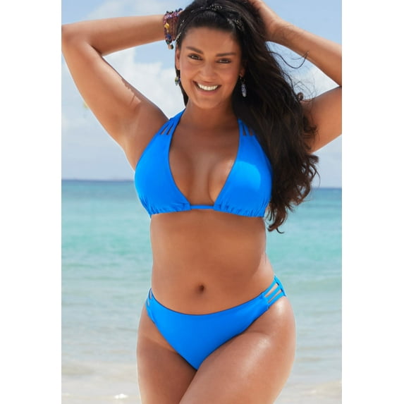 Swimsuits For All Women's Plus Size Beach Babe Triangle Bikini Set 24 Ultramarine, Ultramarine