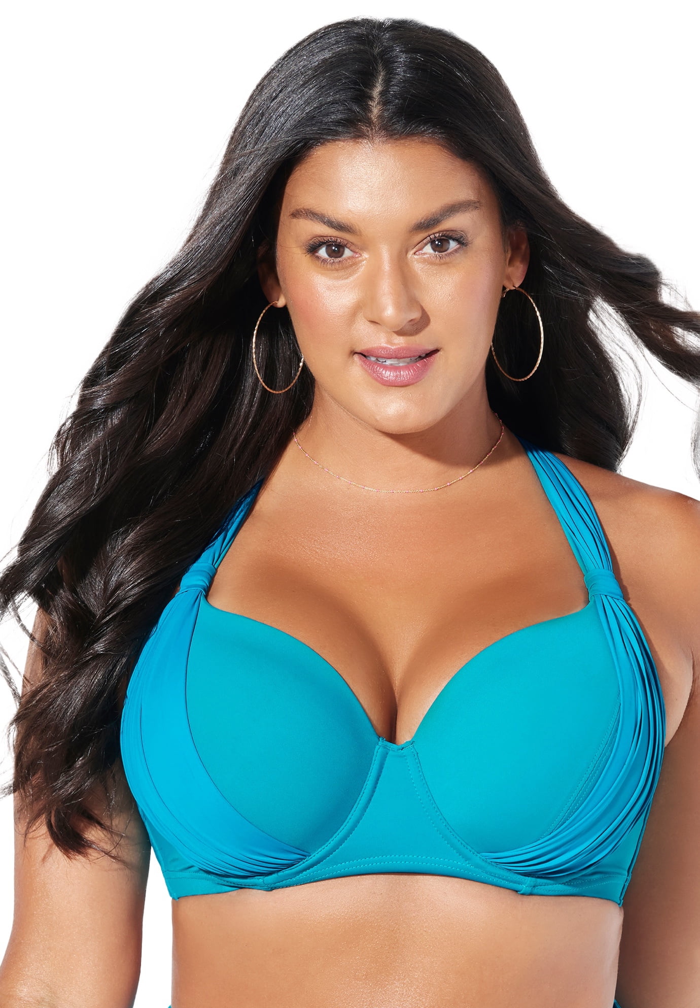 Swimsuits For All Women's Plus Size Ruler Bra Sized Underwire Bikini Top,  44 G - Blue Tie-dye : Target