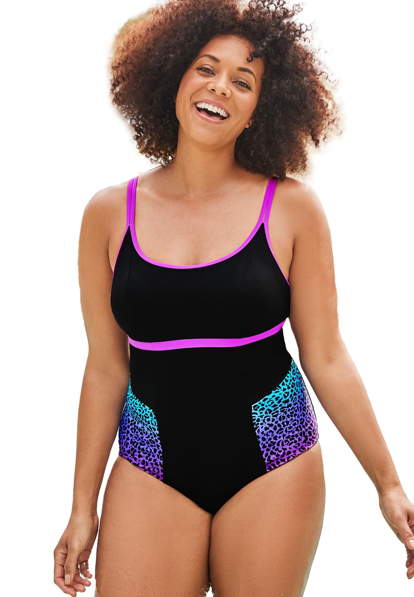 Swimsuits for All Women's Plus Size Chlorine Resistant Spliced Tank One  Piece Swimsuit - 8, Blue