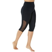 Swimsuits For All Women's Plus Size Chlorine Resistant High Waist Mesh Swim Capri 18 Black Mesh